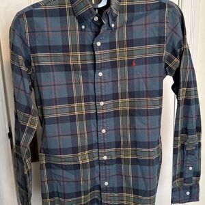 Ralph Lauren Mens Custom Fit Plaid Button Long Sleeve Shirt Horse Small Classic